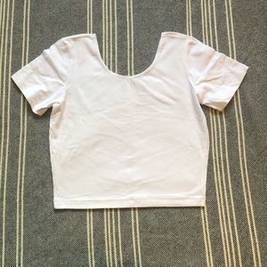 american apparel white scoop neck crop top sz m